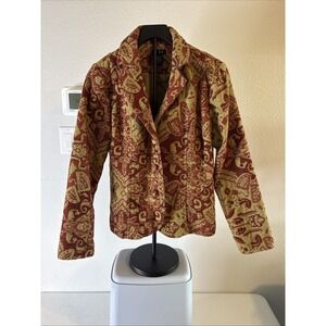 ELCC‎ Women's Floral Blazer Baroque Tapestry Red & Gold Size M